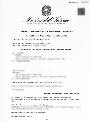 Certificato di Matrimonio